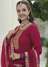 Bluming Chinon Salwar Suit in Red